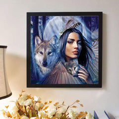 Diamond Painting Animal Wolf Girl Diamond Embroidery 3D Diy Diamond Mosaic Decoration Rhinestone
