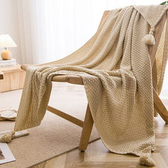 Cozy Tassel Knit Throw Blanket
