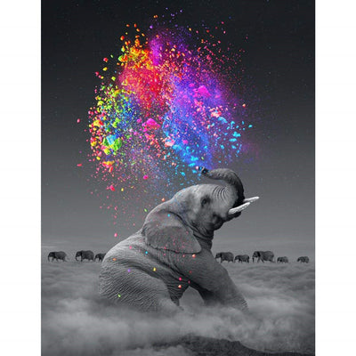 Color Burst Elephant Diamond Art