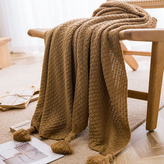 Cozy Tassel Knit Throw Blanket