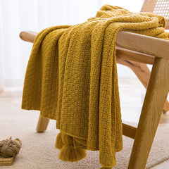 Cozy Tassel Knit Throw Blanket