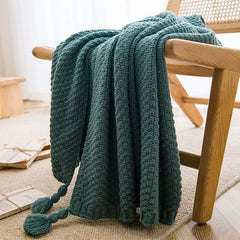 Cozy Tassel Knit Throw Blanket