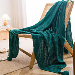 Cozy Tassel Knit Throw Blanket
