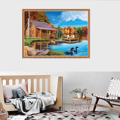 Lakeside Cabin Diamond Art